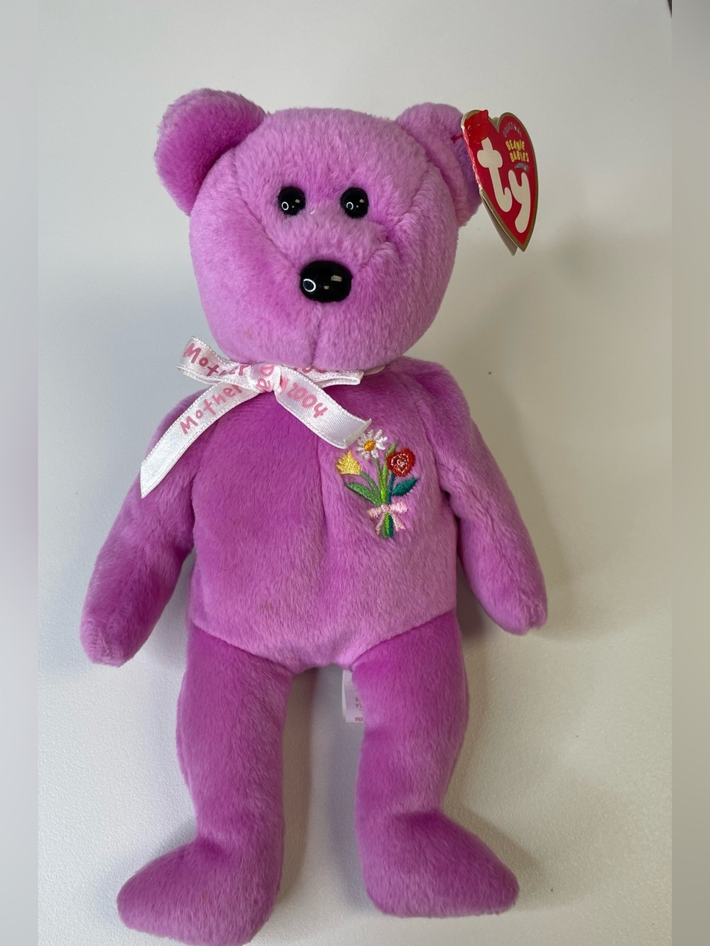 y Beanie Babies Mother 2004 Bear Pink Plush Heart Tag Retired Rare Collectible